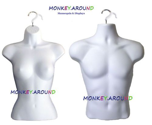 Female male white mannequin torso body display clothing shirt pant hanging form for sale