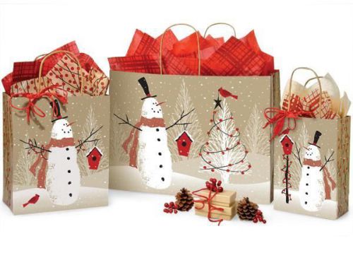 125 Woodland Snowman Christmas Shopping Gift Bags Assortment Wholesale Holidays