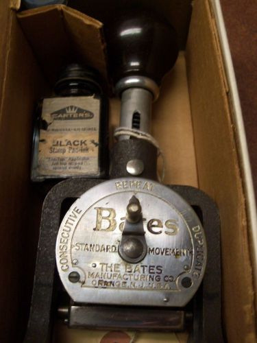 Vintage Bates Numbering Machine - Reconditioned - In Box - Style E - 7 Wheels