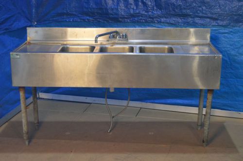 Supremetal Stainless Steel 3 Compartment Undercounter Bar Sink with Drainboard