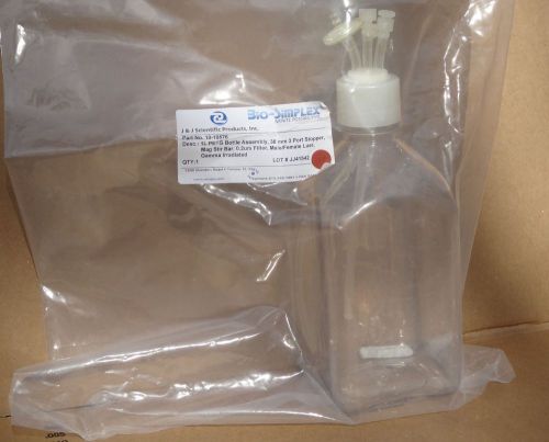 Nalgene lot 10 sterile media bottles square 1000ml bio simplex 3 port tubing cap for sale