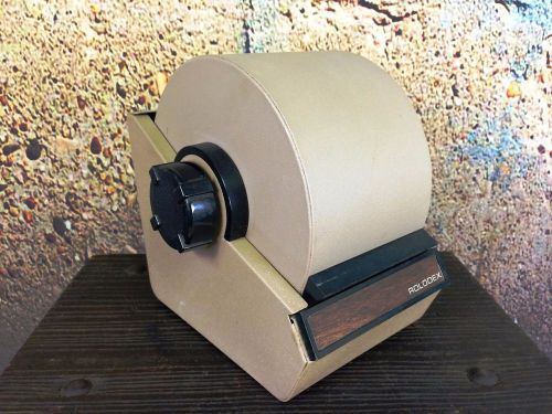 Vintage Metal Rolodex Model 1753 Tan With Index Cards Rotary Card File