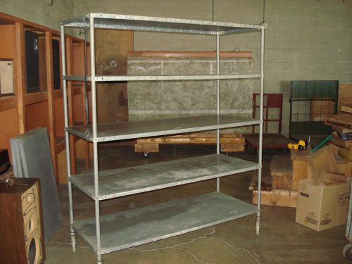 5 shelf galvanized steel cart on caster wheels - large - solid - rolls easily for sale
