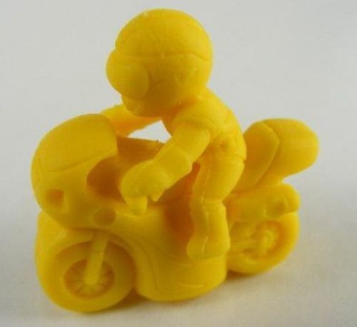 NEW Bike Rider Pencil Top Erasers. Yellow &amp; Purple. 2 Pack. 4 Erasers Total.