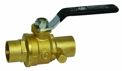 Everflow Supplies 405C012-NL Brass Full Port Ball Valve With Drain 1/2 Inch S...