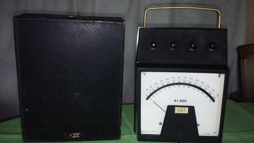 Vintage&amp;Rare WESTINGHOUSE A-C VOLTS METER TYPE PA-151 w. Orig. Leather CASE, USA