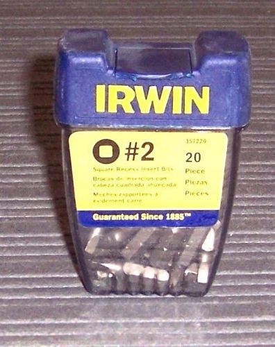 20 Pack Irwin 357220 #2 Square Recess Insert Bits