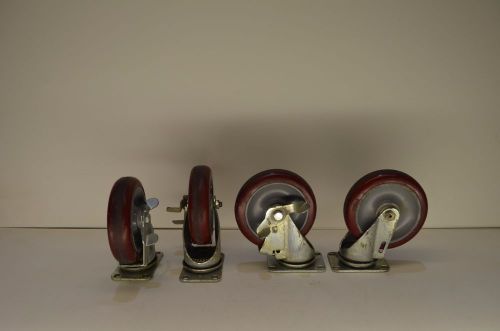 Lot of 4 Colson Red Swivel Casters w/ Wheels 2-5-45 2-5-95