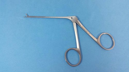 Micro Ear Forceps House Oval Cup Shape 3&#034; Delicate Angled Left GERMAN + Case