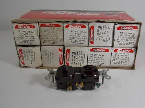 NOS LOT OF 10 SLATER 691-BROWN OUTLET AND TOGGLE SWITCH 15A 125V