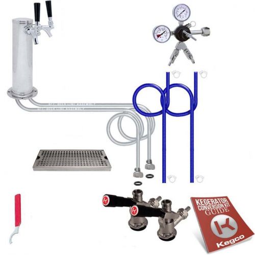 Kegco kegerator two keg tap draft beer dispense tower conversion kit drip tray for sale