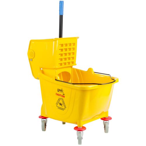 Industrial lavex janitorial yellow 36 quart mop bucket &amp; wringer combo + 5 bonus for sale