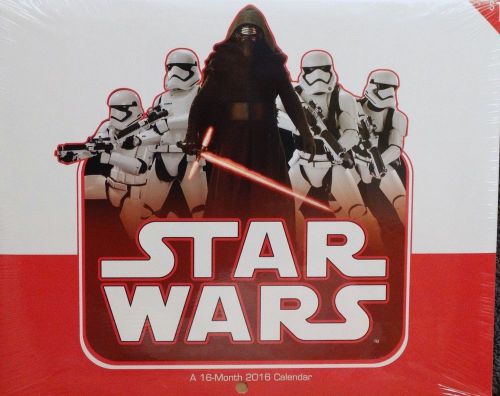 STAR WARS NEW SEALED THE FORCE AWAKENS 2016 Monthly Wall Calendar  FREE SHIP.