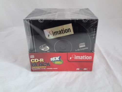 IMATION CD-R BLACK 700MB 80 Min 16X 20 Pack Compact Disc with Case