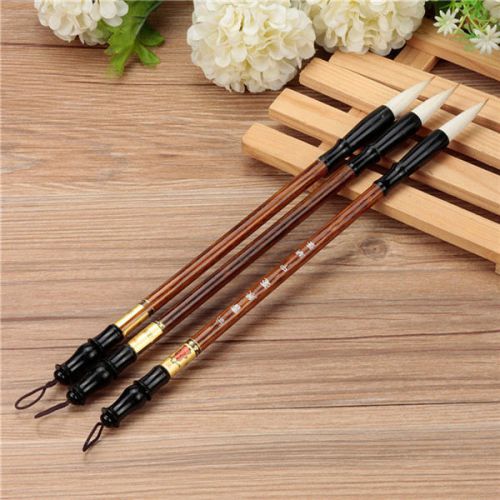 New 3PCS Chinese Calligraphy Painting Brushes Set Pen Woolen Weasel Hair