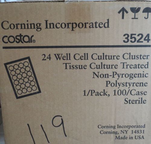 Case 100 Corning Costar 24 Well Cell Culture Microplates FB w/ Lid TCT # 3524