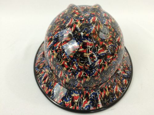 Msa v-gard hard hat w/fas-trac american barbed skull hydrographic print osha/csa for sale