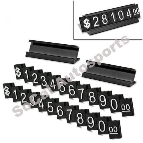 2X BLACK NUMBER BASE ADJUSTABLE PRICE DISPLAY COUNTER STAND TAG LABEL METAL CUBE