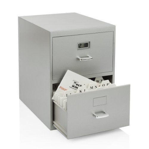 Miniature file cabinet for business cards with built-in digital clock, pi-9617 for sale