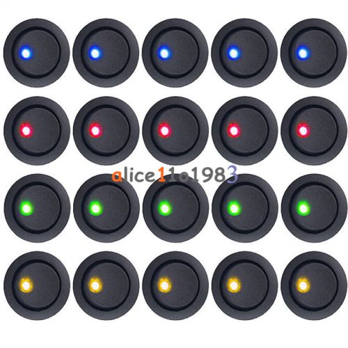 5PCS AC 125V/250V 3 Pins 4 Colors Car Round Dot LED Light Rocker Toggle Switch
