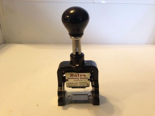 Vintage Bates Numbering Machine Stamp 6 Wheel Standard Movement Style E EUC