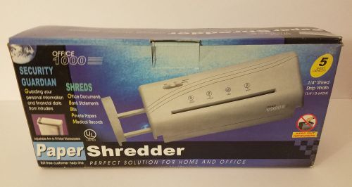 Office 1000 Paper Shredder Adjustable 5 Sheet Capacity 1/4&#034; Shred Width