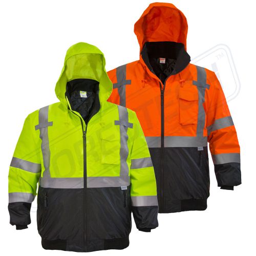 Hi-Vis Insulated Safety Bomber Reflective Jacket ROAD WORK HIGH VISIBILITY
