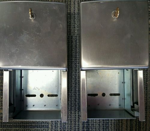 Two (2) BOBRICK Surface Mount Toilet Paper Dispensers - Stainless Steel