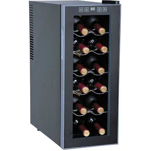 12 bottle slim wine cooler home kitchen bar black silver 5 adjustable shelves for sale
