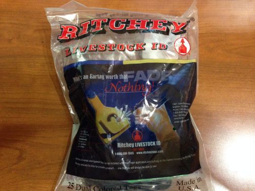 New RITCHEY LARGE GREEN/BLACK COW engraveable ear tags 25 in bag
