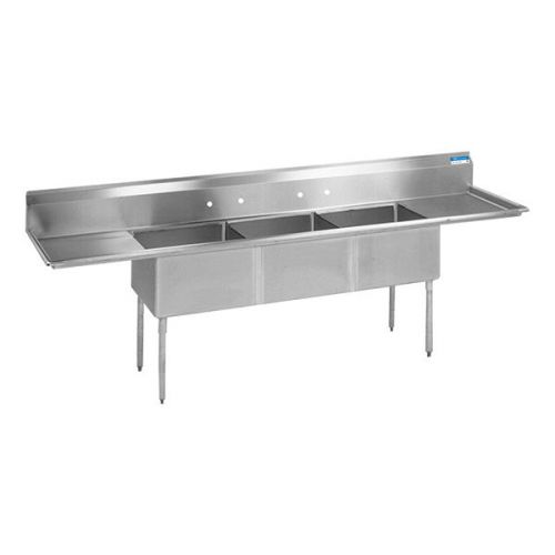 PATRIOT (MKS3-2D-18) 3 COMPARTMENT S/S SINK W/(2) 18&#034; DRAINBOARDS