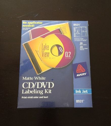 Avery Ink Jet 8931 Matte White CD/DVD Labeling Kit 30 Disc Lables New Sealed