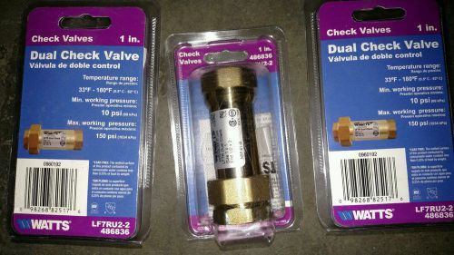 Lot of 3 WATTS DUAL CHECK VALVE, 1 IN. FIP, LEAD FREE 486836 LF7RU2-2