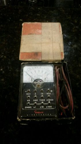 SIMPSON MIDGETESTER VOLT OHM METER MODEL 355 WITH MANUAL box AND PROBES