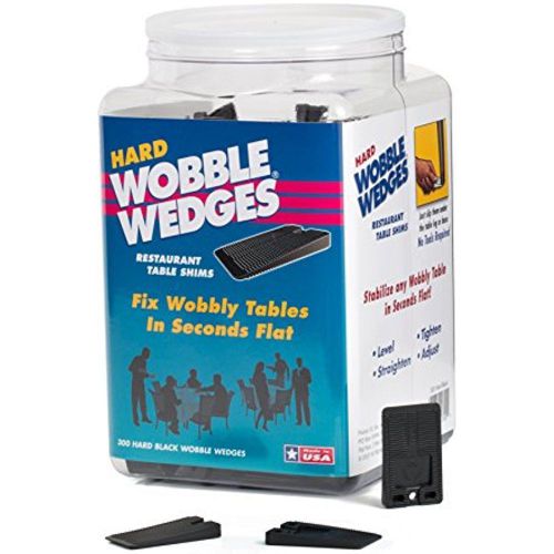 Wobble wedge hard black pipe fittings restaurant table shims 300 piece jar for sale