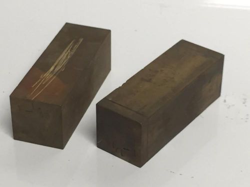 TWO Solid Brass Bar 3&#034; L x 1-1/16&#034; W Metal Material Lathe Punch Stock Machining