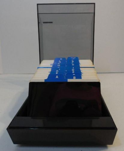 ROLODEX VIP35C INDEX CARD FILE COVERED PLASTIC TRAY 480 BLANK CARDS ABC TABS
