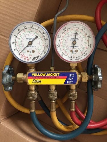 Yellow Jacket Test Charging Manifold Ritchie R12 R22 R502  Flutterless Usa Hoses