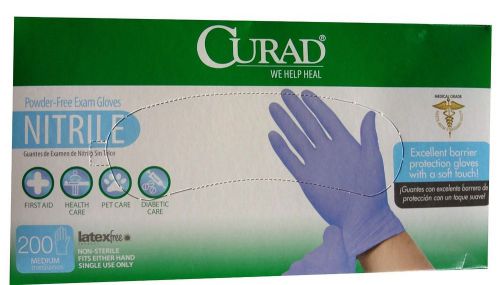 Curad Powder-Free Exam Gloves Non-Sterile Blue Nitrile SMALL 200 CT