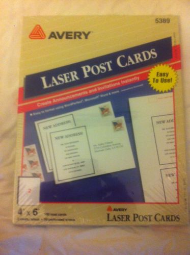 Avery Postcards for Laser Printers 5389, 4&#034; x 6&#034; White, Uncoated, Box of 100 NEW