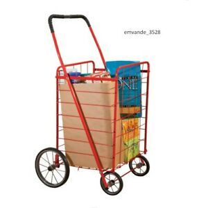 Extra Large Utility Shopping Cart Grocery&amp;Laundry Transportation Cart W 4 Wheels