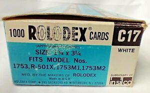 Vintage Rolodex C17 Blank Refill Cards  1-3/4 x 3-1/4 Box of 1000 80% Full A8