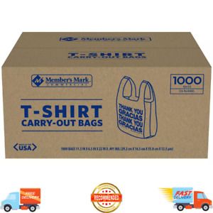 Member&#039;s Mark T-Shirt Carry-Out Bags (1,000 ct) Easy and safe to store, NEW