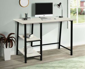 48&#034; Home Office Desk Computer table with Storage Shelves Wood Metal Desk Table