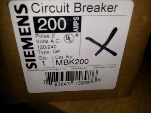 Siemens mbk200 eq9685 new in box 200a 240v main breaker typr qp #b41 for sale