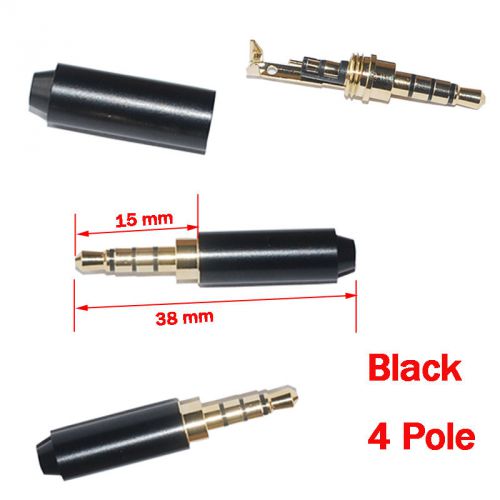 Sale Black 4 Pole 3.5mm Male Repair headphone Jack Plug Metal Audio Soldering
