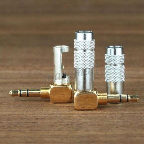 Silver stereo 3.5mm 3 pole 90 degree repair headphone jack plug cable solder diy for sale