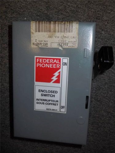 Federal Pioneer Enclosed Switch 30 AMP Fused Metal Box Sries E2 Electrical Gear