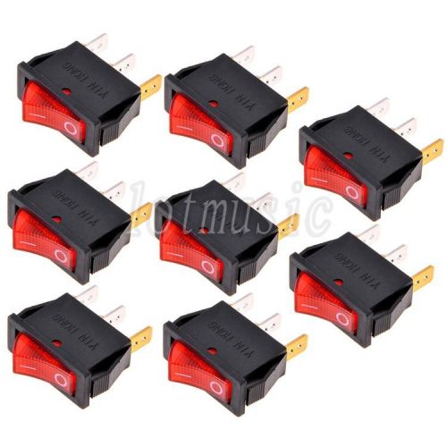 8*Rocker Switch SPST 3Pin 15A 250VAC 20A/125VAC ON-OFF with Lamp Snap