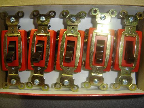 Lot of 5 Pass &amp; Seymour Brown COMMERCIAL Toggle Switches 3-Way 20A CS20AC3 New